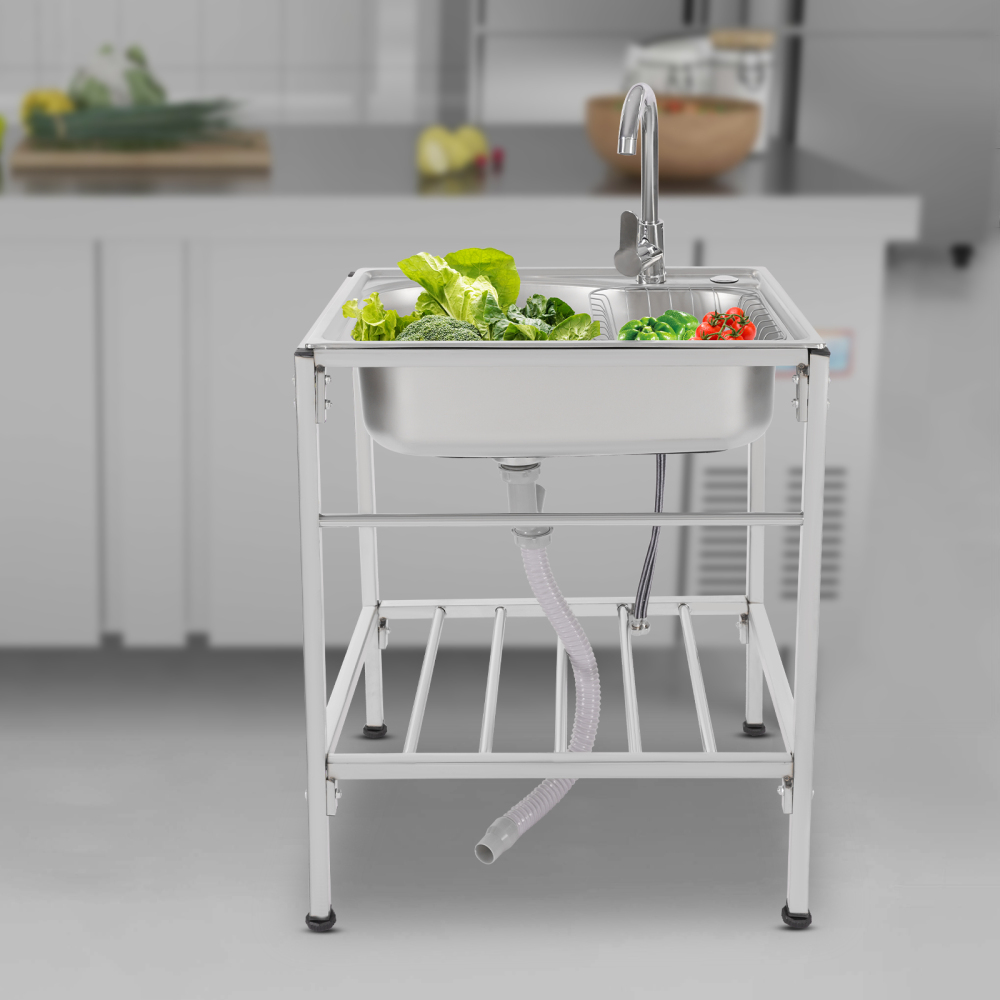 Fregadero individual de camping, cocina exterior, fregadero de acero inoxidable 304 para interiores y exteriores, como jardines, balcones, patios