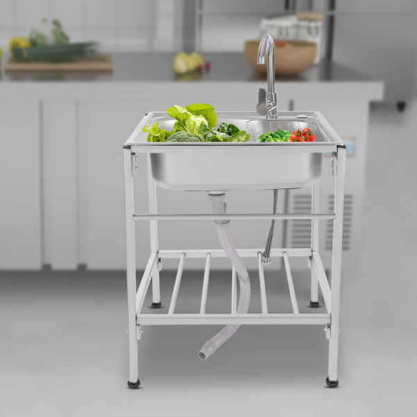 Fregadero individual de camping, cocina exterior, fregadero de acero inoxidable 304 para interiores y exteriores, como jardines, balcones, patios