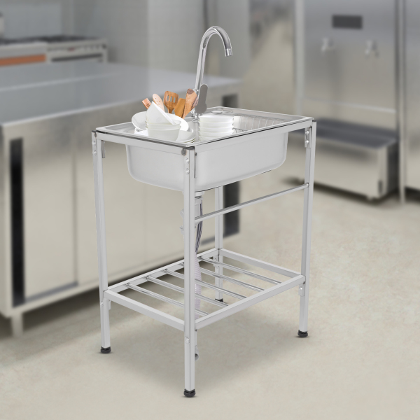 Fregadero individual de camping, cocina exterior, fregadero de acero inoxidable 304 para interiores y exteriores, como jardines, balcones, patios Fregadero individual de camping, cocina exterior, fregadero de acero inoxidable 304 para interiores y exteriores, como jardines, balcones, patios