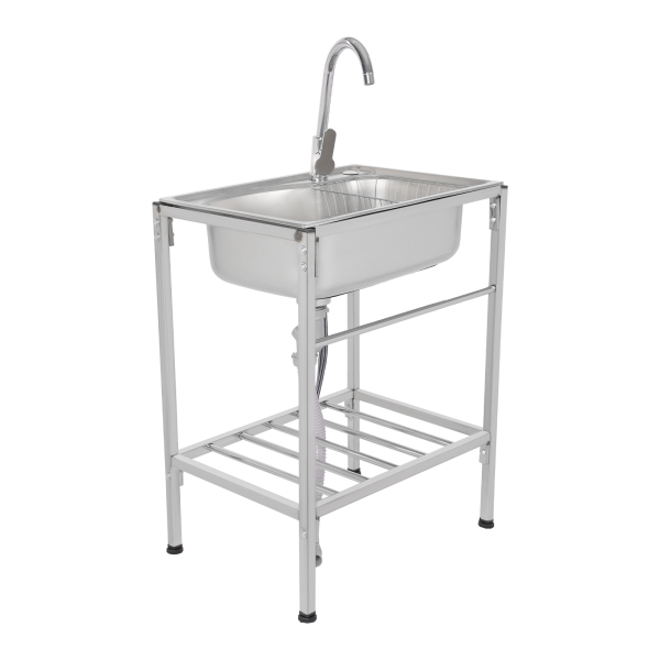 Fregadero individual de camping, cocina exterior, fregadero de acero inoxidable 304 para interiores y exteriores, como jardines, balcones, patios