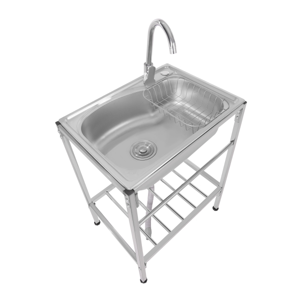 Fregadero individual de camping, cocina exterior, fregadero de acero inoxidable 304 para interiores y exteriores, como jardines, balcones, patios