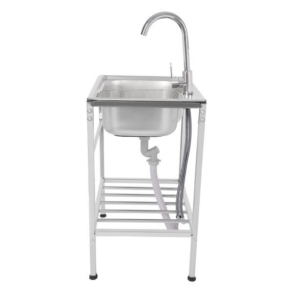 Fregadero individual de camping, cocina exterior, fregadero de acero inoxidable 304 para interiores y exteriores, como jardines, balcones, patios