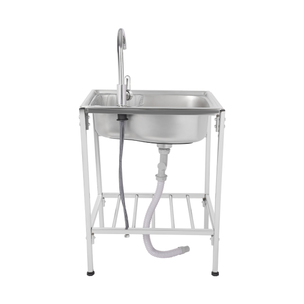 Fregadero individual de camping, cocina exterior, fregadero de acero inoxidable 304 para interiores y exteriores, como jardines, balcones, patios