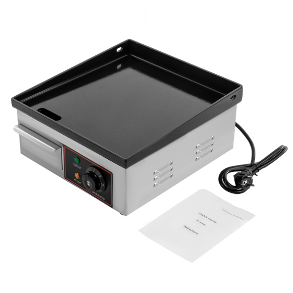 Plancha de asar eléctrica, Plancha de asar eléctrica comercial, 220 V, 1700W, 36*38*19cm, Rango de temperatura: 50-300℃