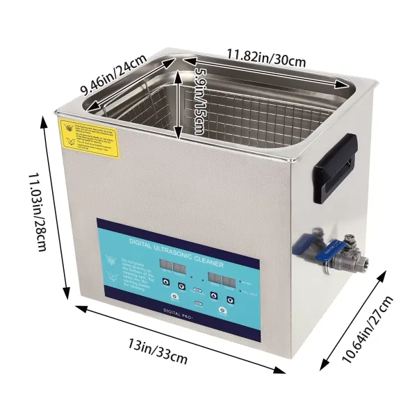 Limpiador ultrasónico profesional con cesta calefactora, temporizador digital, calentador ultrasónico, 10L 220V