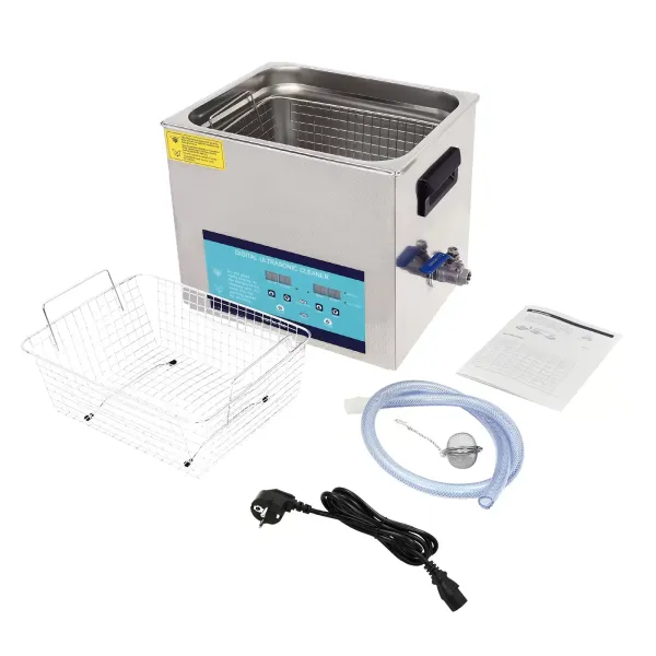 Limpiador ultrasónico profesional con cesta calefactora, temporizador digital, calentador ultrasónico, 10L 220V