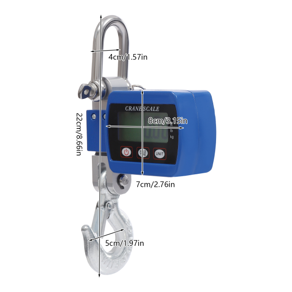 Báscula digital para grúa, Minibáscula portátil, Báscula colgante, capacidad de carga 0,05-500kg, 22*8*5cm, Azul