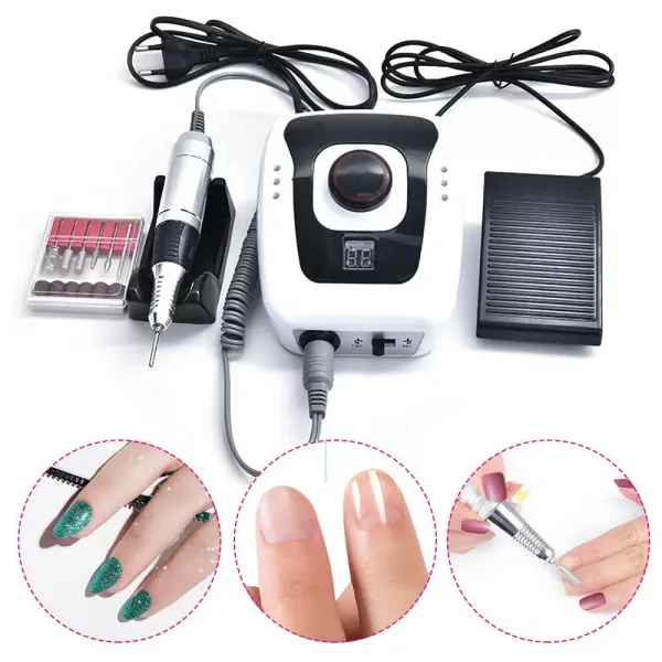 Juego de fresas de uñas profesional, lima de uñas eléctrica, uñas de gel, manicura, fresa de pedicura, pulidor, amoladora, 32 W