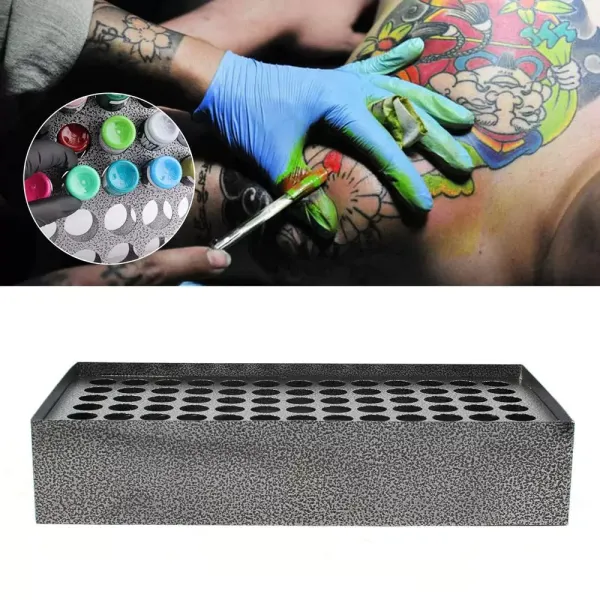 Soporte para 78 agujeros para tinta de tatuaje, soporte de tinta permanente con accesorios