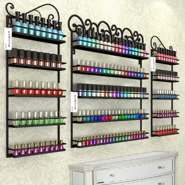 Soporte de metal de 5 niveles para pintauñas o pintalabios, ideal como regalo de cumpleaños (negro)