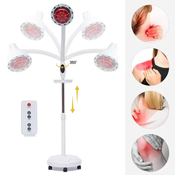 Lámpara infrarroja con brazo flexible, 275 W, foco de calor infrarrojo, lámpara de luz roja, terapia de luz infrarroja , con ruedas