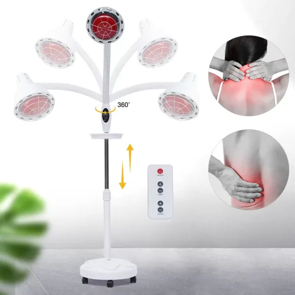 Lámpara infrarroja con brazo flexible, 275 W, foco de calor infrarrojo, lámpara de luz roja, terapia de luz infrarroja , con ruedas