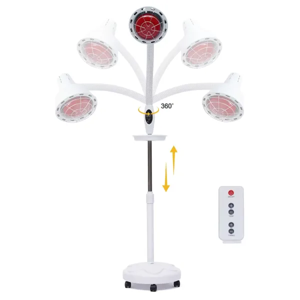 Lámpara infrarroja con brazo flexible, 275 W, foco de calor infrarrojo, lámpara de luz roja, terapia de luz infrarroja , con ruedas