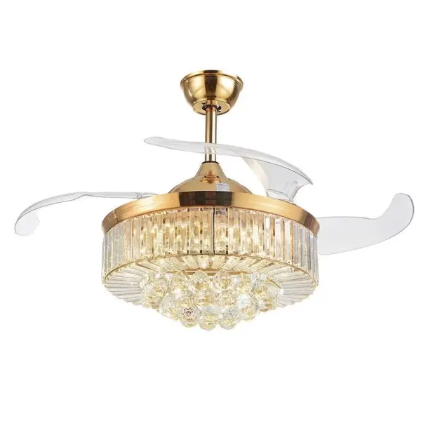 Ventilador de techo LED de cristal de 100 cm con iluminación y mando a distancia