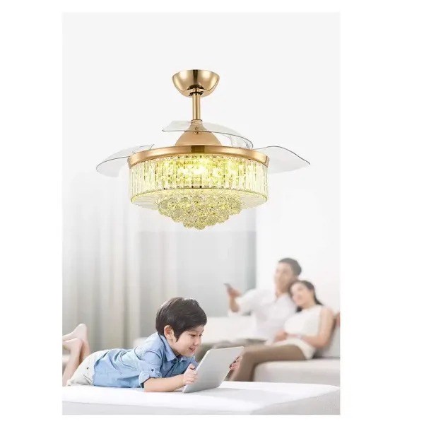 Ventilador de techo LED de cristal de 100 cm con iluminación y mando a distancia