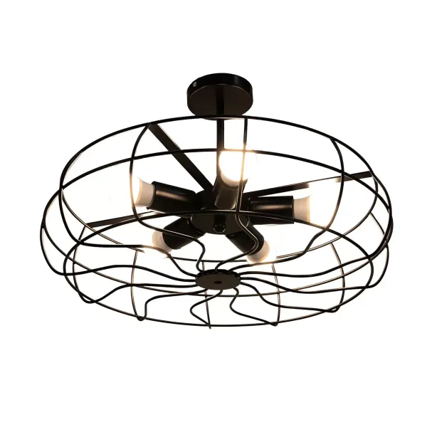 Lámpara de araña retro industrial, 5 bombillas E27