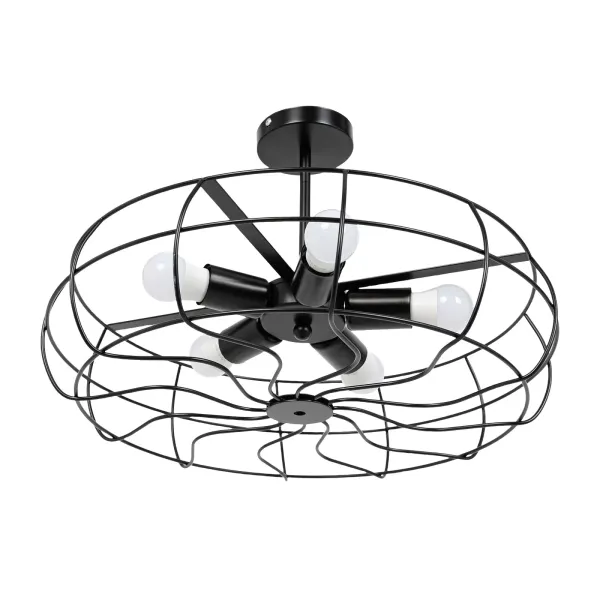 Lámpara de araña retro industrial, 5 bombillas E27