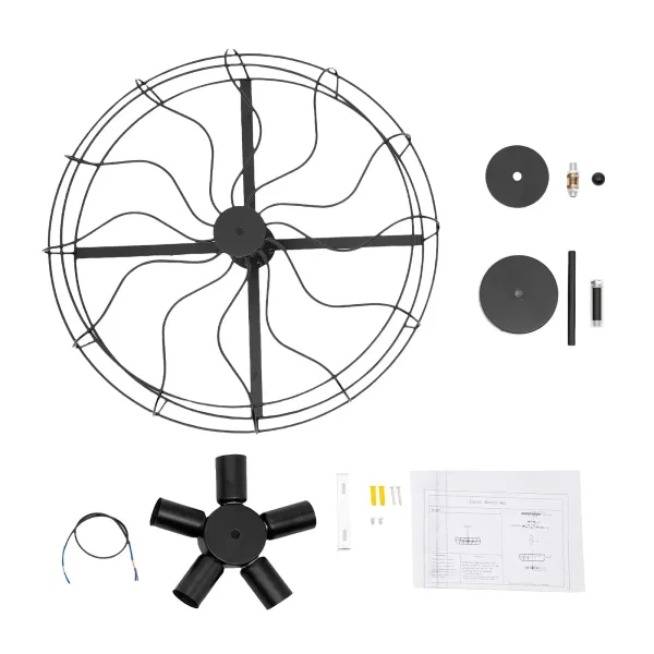 Lámpara de araña retro industrial, 5 bombillas E27