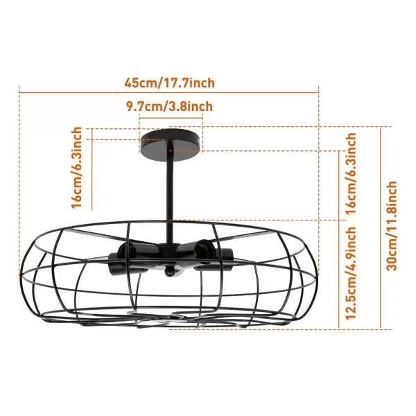 Lámpara de araña retro industrial, 5 bombillas E27