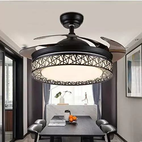Ventilador de techo LED de 42 pulgadas, lámpara con luz LED regulable y mando a distancia, 4 hojas, decoración interior, para el salón,dormitorio
