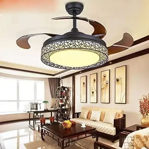 Ventilador de techo LED de 42 pulgadas, lámpara con luz LED regulable y mando a distancia, 4 hojas, decoración interior, para el salón,dormitorio