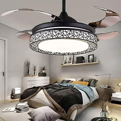 Ventilador de techo LED de 42 pulgadas, lámpara con luz LED regulable y mando a distancia, 4 hojas, decoración interior, para el salón,dormitorio