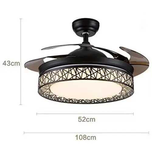 Ventilador de techo LED de 42 pulgadas, lámpara con luz LED regulable y mando a distancia, 4 hojas, decoración interior, para el salón,dormitorio