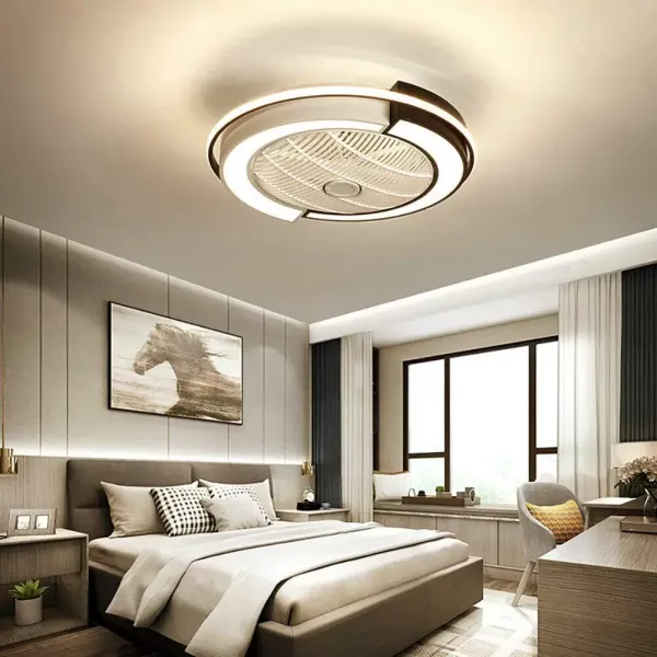 Lámpara de techo LED de 23 pulgadas, con mando a distancia, 3 colores, regulable, ventilador con iluminación para dormitorio o salón