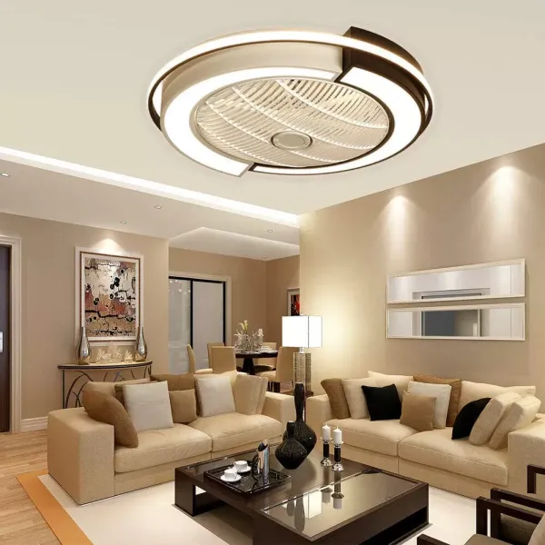 Lámpara de techo LED de 23 pulgadas, con mando a distancia, 3 colores, regulable, ventilador con iluminación para dormitorio o salón