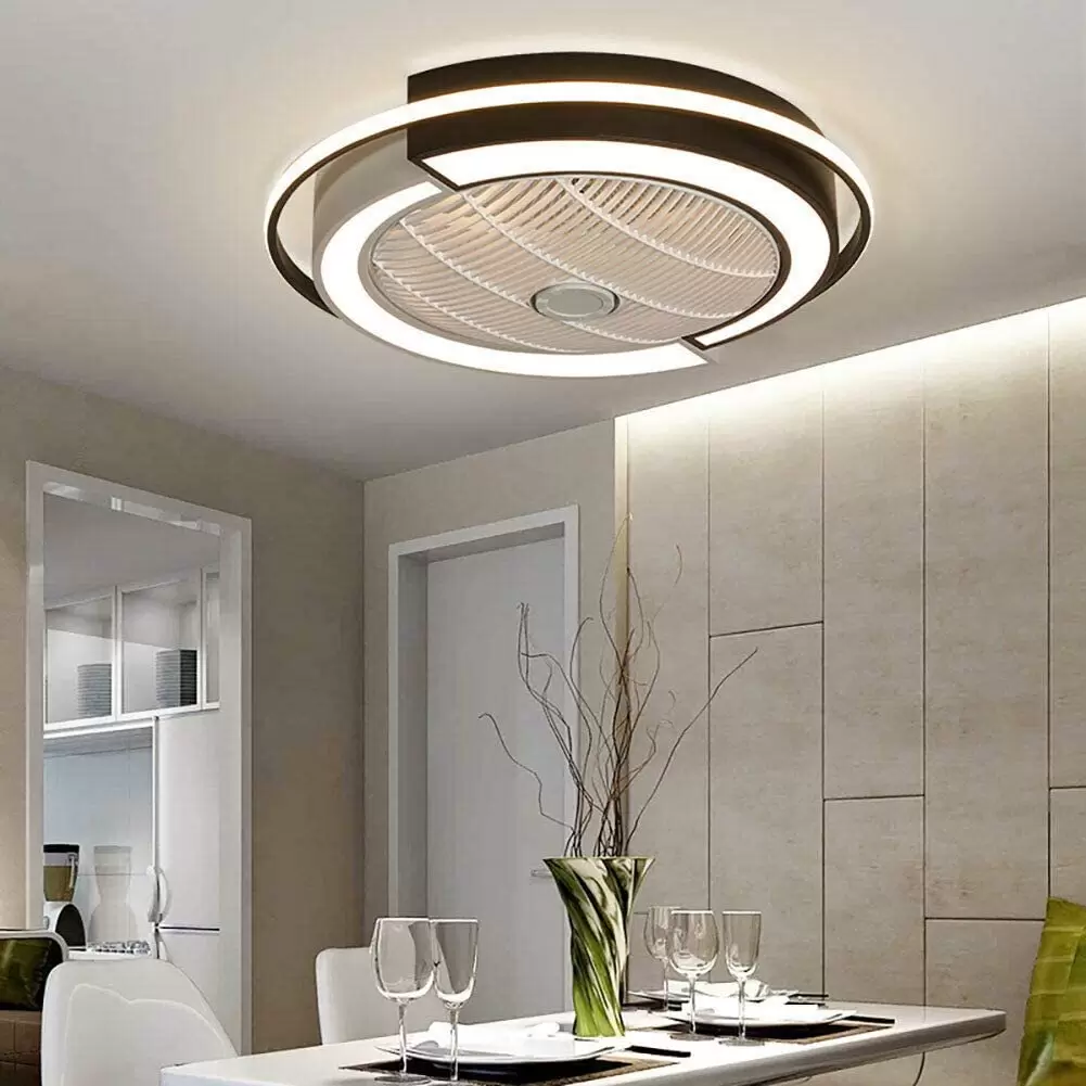 Lámpara de techo LED de 23 pulgadas, con mando a distancia, 3 colores, regulable, ventilador con iluminación para dormitorio o salón