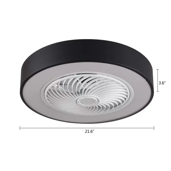 22 pulgadas Ventilador de techo con iluminación moderna de techo, luz LED, mando a distancia, (Negro)