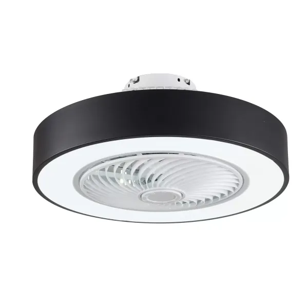 22 pulgadas Ventilador de techo con iluminación moderna de techo, luz LED, mando a distancia, (Negro)