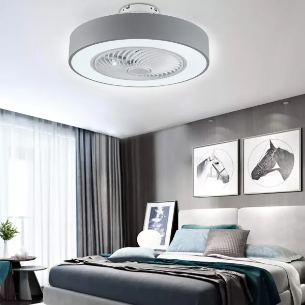 Ventilador de techo moderno de 22 pulgadas con iluminación y mando a distancia LED, 3 colores, hojas de acrílico invisibles(Gris) Ventilador de techo moderno de 22 pulgadas con iluminación y mando a distancia LED, 3 colores, hojas de acrílico invisibles(Gris)