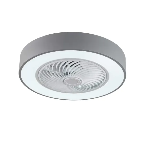 Ventilador de techo moderno de 22 pulgadas con iluminación y mando a distancia LED, 3 colores, hojas de acrílico invisibles(Gris)
