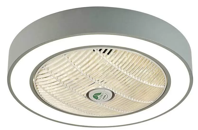 Ventilador de techo moderno de 22 pulgadas con iluminación y mando a distancia LED, 3 colores, hojas de acrílico invisibles(Gris)