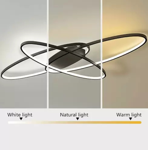 Lámpara de techo LED moderna de techo geométrica de 70 W，moderna y chic, con pantalla de acrílico, brillo ajustable [Clase energética A++] (negro)
