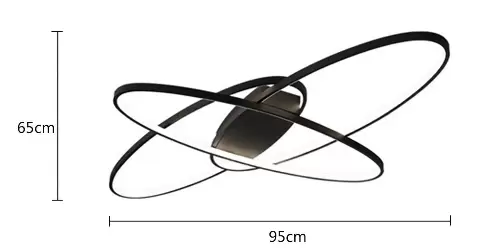 Lámpara de techo LED moderna de techo geométrica de 70 W，moderna y chic, con pantalla de acrílico, brillo ajustable [Clase energética A++] (negro)