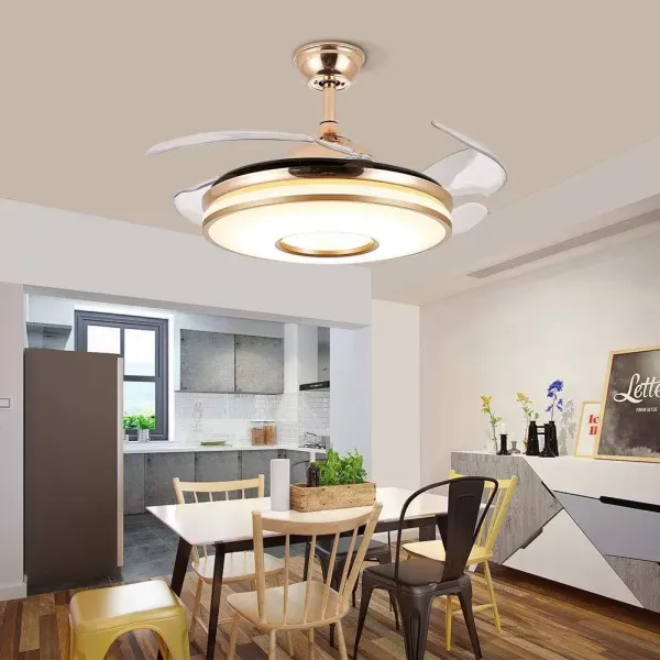 Ventilador de techo regulable de 100 cm, con mando a distancia, lámpara de techo con 4 cuchillas retráctiles, ventiladores de techo con iluminación