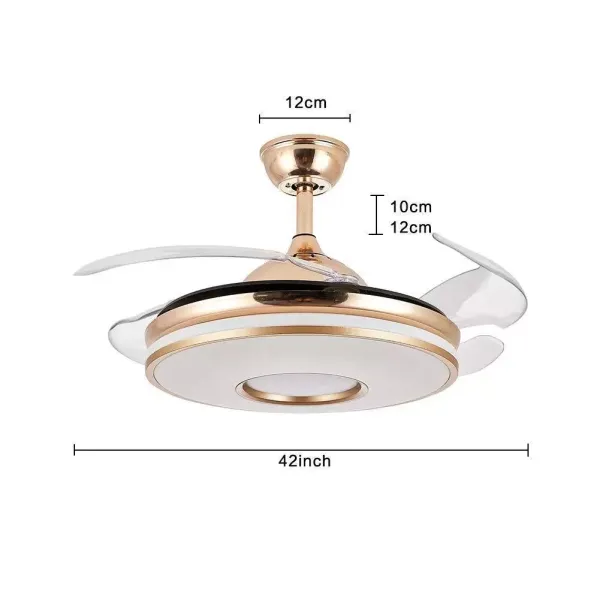 Ventilador de techo regulable de 100 cm, con mando a distancia, lámpara de techo con 4 cuchillas retráctiles, ventiladores de techo con iluminación Ventilador de techo regulable de 100 cm, con mando a distancia, lámpara de techo con 4 cuchillas retráctiles, ventiladores de techo con iluminación