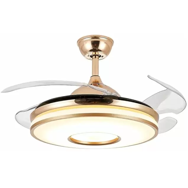 Ventilador de techo regulable de 100 cm, con mando a distancia, lámpara de techo con 4 cuchillas retráctiles, ventiladores de techo con iluminación