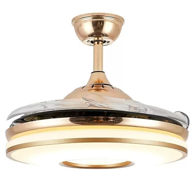 Ventilador de techo regulable de 100 cm, con mando a distancia, lámpara de techo con 4 cuchillas retráctiles, ventiladores de techo con iluminación