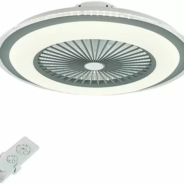 Ventilador de techo LED (60 W, con iluminación LED y mando a distancia, regulable, silencioso