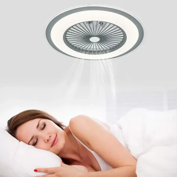 Ventilador de techo LED (60 W, con iluminación LED y mando a distancia, regulable, silencioso
