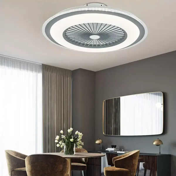 Ventilador de techo LED (60 W, con iluminación LED y mando a distancia, regulable, silencioso
