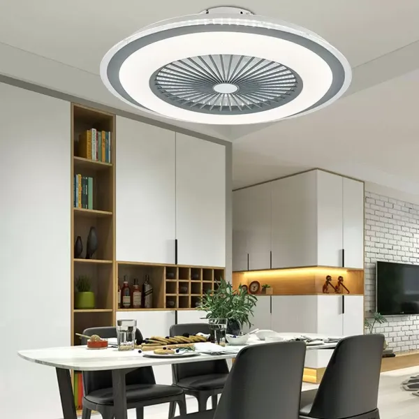 Ventilador de techo LED (60 W, con iluminación LED y mando a distancia, regulable, silencioso