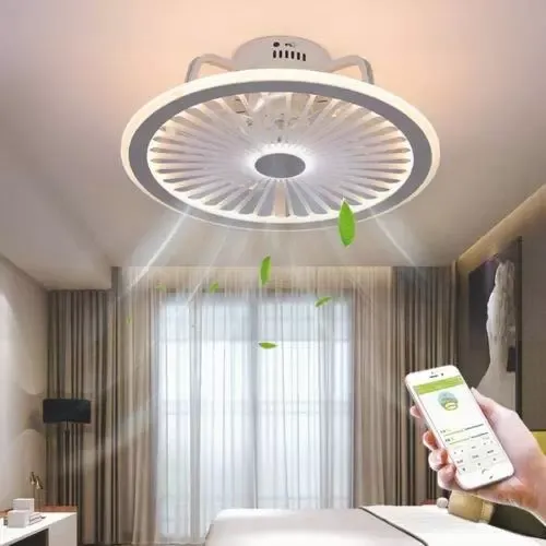 CNCEST Ventilador de Techo con Luz Regulable Lámpara LED de Ventilador de Sala de 32 W, con control remoto luz de ventilador invisible, tricolor
