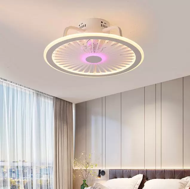 Ventilador de techo de 18,5 pulgadas con lámpara de ventilador Lámpara de luz LED rosa