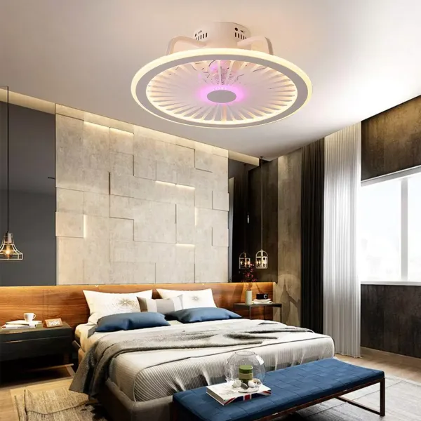 Ventilador de techo de 18,5 pulgadas con lámpara de ventilador Lámpara de luz LED rosa