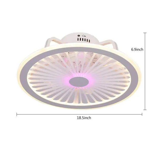 Ventilador de techo de 18,5 pulgadas con lámpara de ventilador Lámpara de luz LED rosa