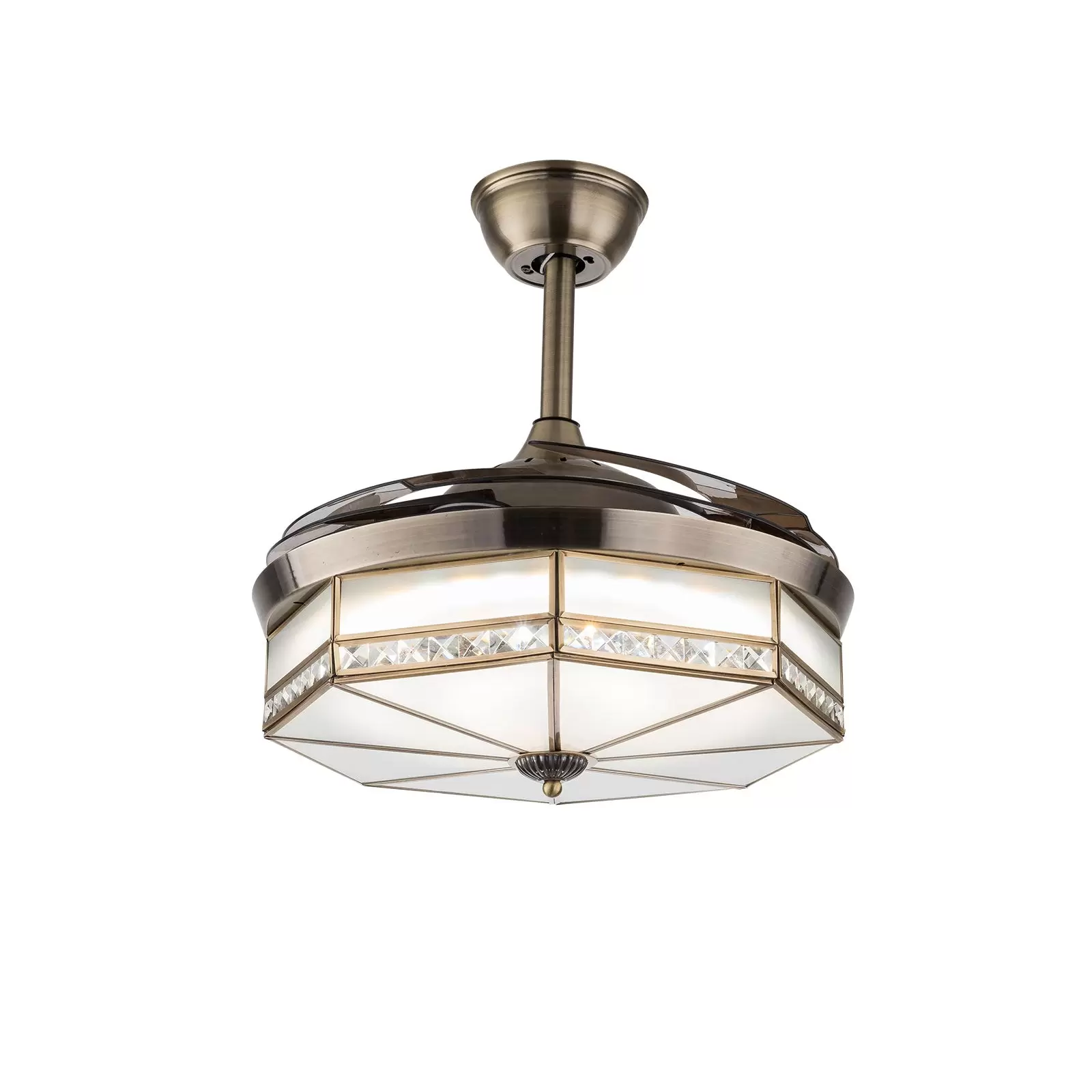 Ventilador de techo retro de 100 cm con luz y mando a distancia, 3 luces LED regulable, lámpara LED de techo con iluminación retráctil para salón